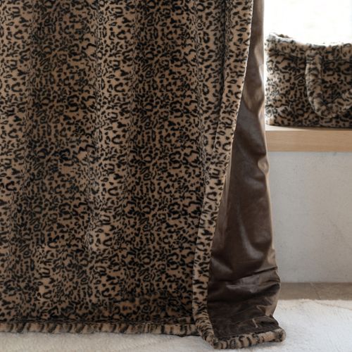 Rideau Imitation Fourrure Léopard - 140x260 Cm - Beige