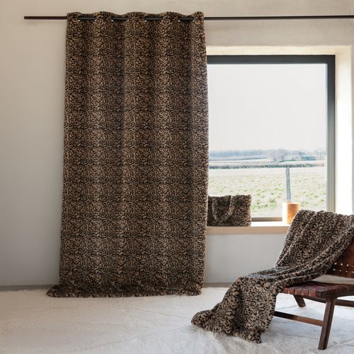 Rideau Imitation Fourrure Léopard - 140x260 Cm - Beige