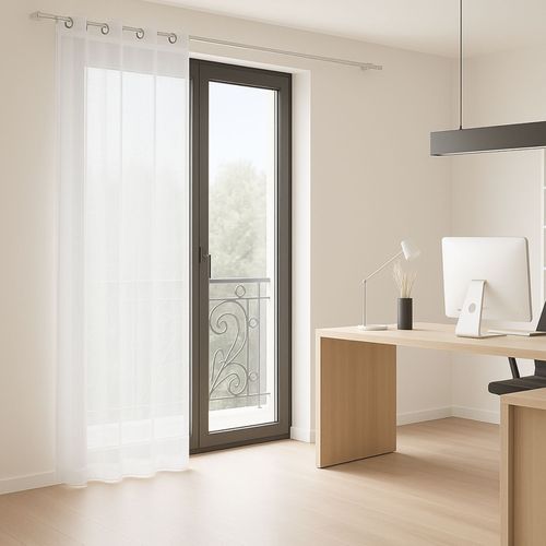 Voilage Ignifugé M1 Non Feu à Oeillets - 140x260 Cm - Blanc