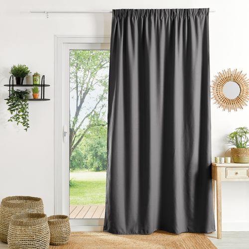 Rideau Ignifugé M1 Galon Fronceur - 140x260 Cm - Gris Anthracite