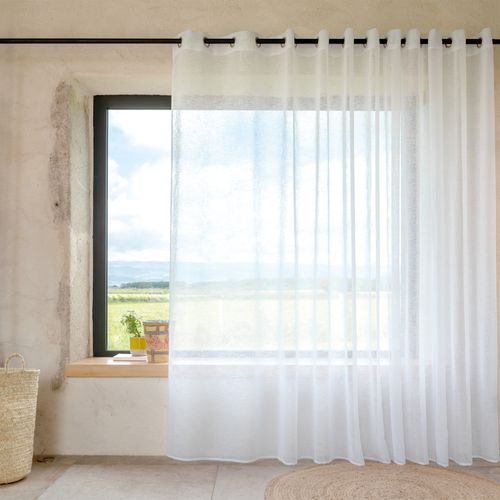 Voilage - Effet Lin Fluide - 400x240 Cm - Blanc