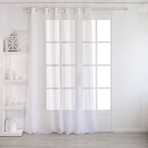 Voilage Uni à Oeillets Grande Largeur - 160x240 Cm - Blanc