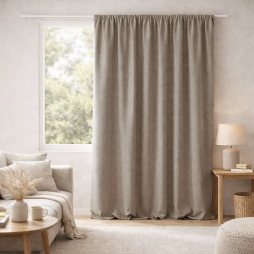 Rideau 100% Occultant Double Face Galon Fronceur - 240x260 Cm - Taupe