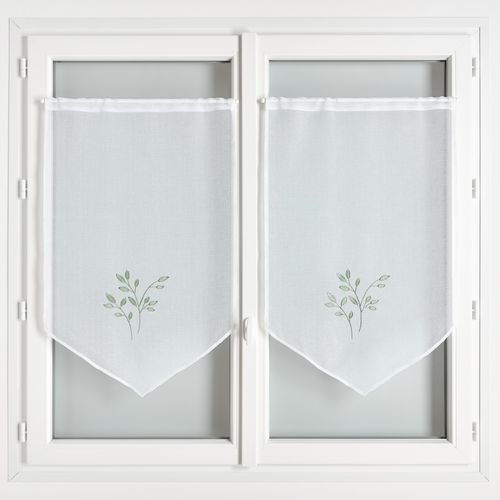 Paire De Voilages Brodées - 60x120 Cm - Sauge