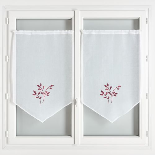 Paire De Voilages Brodées - 60x120 Cm - Bordeaux