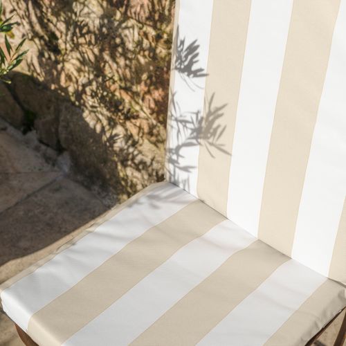 Coussin De Chaise Assise Et Dossier Imperméable à Rayures Arcachon - 40x90 Cm - Lin