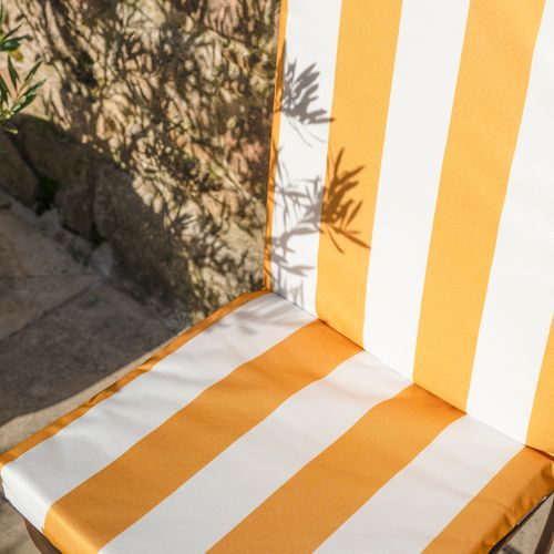 Coussin De Chaise Assise Et Dossier Imperméable à Rayures Arcachon - 40x90 Cm - Jaune