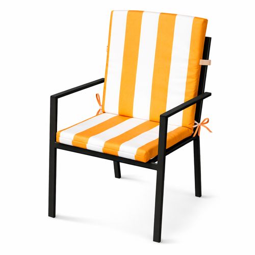 Coussin De Chaise Assise Et Dossier Imperméable à Rayures Arcachon - 40x90 Cm - Jaune