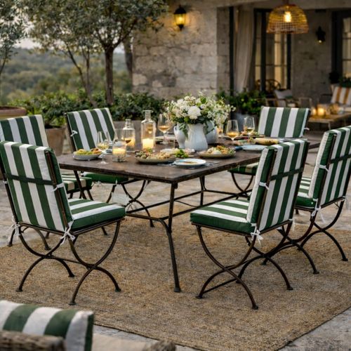 Coussin De Chaise Assise Et Dossier Imperméable à Rayures Arcachon - 40x90 Cm - Vert Olive