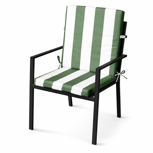 Coussin De Chaise Assise Et Dossier Imperméable à Rayures Arcachon - 40x90 Cm - Vert Olive