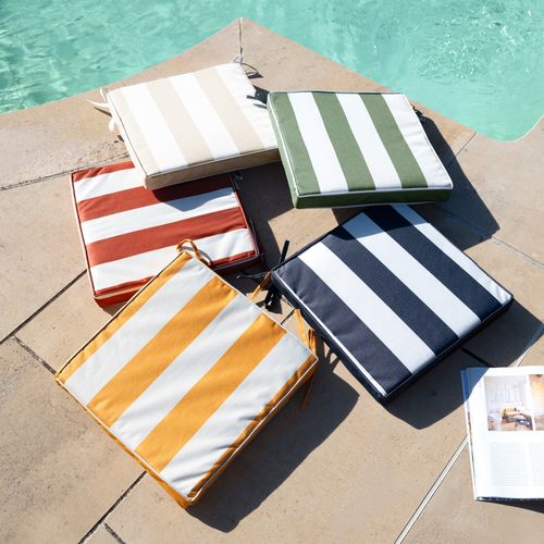 Galette De Chaise Imperméable Déhoussable à Rayures Arcachon - 40x40 Cm - Jaune