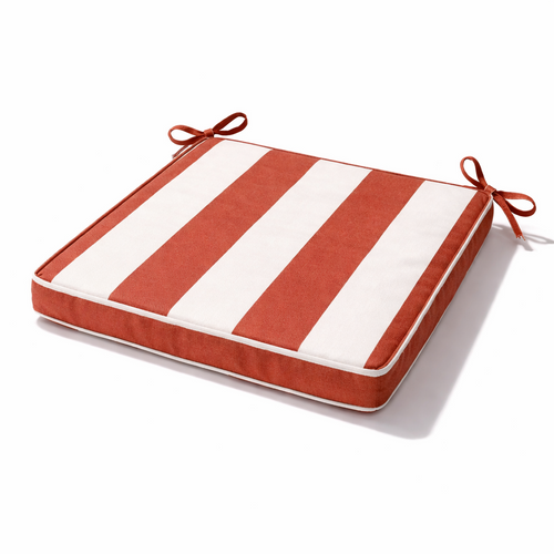Galette De Chaise Imperméable Déhoussable à Rayures Arcachon - 40x40 Cm - Terracotta
