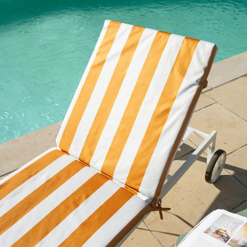 Matelas Bain De Soleil Imperméable Déhoussable à Rayures Pour Transat Arcachon - 60x190 Cm - Jaune