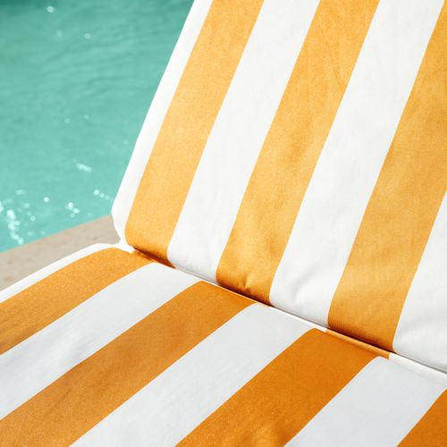 Matelas Bain De Soleil Imperméable Déhoussable à Rayures Pour Transat Arcachon - 60x190 Cm - Jaune