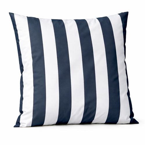 Coussin Imperméable Déhoussable à Rayures Arcachon - 70x70 Cm - Bleu Foncé