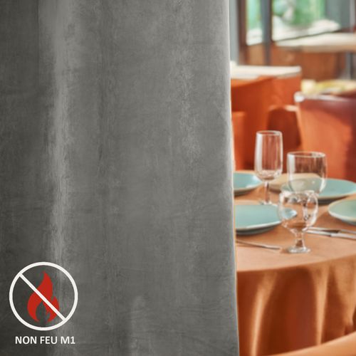 Rideau Ignifugé M1 En Velours Premium - 140x260 Cm - Gris