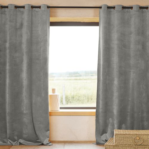 Rideau Ignifugé M1 En Velours Premium - 140x260 Cm - Gris