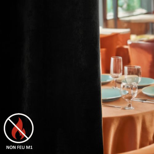 Rideau Ignifugé M1 En Velours Premium - 140x260 Cm - Noir