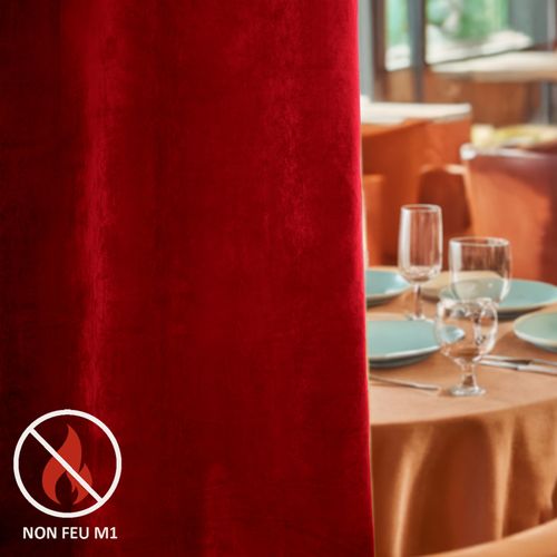 Rideau Ignifugé M1 En Velours Premium - 140x260 Cm - Rouge