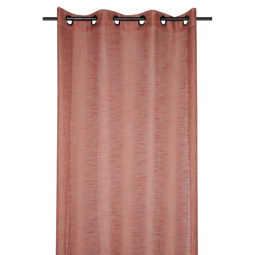Voilage Uni à Oeillets - Effet Lin - 135x260 Cm - Terracotta