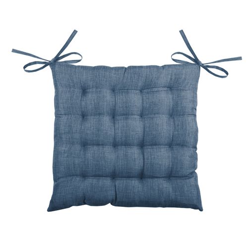 Galette De Chaise Unie En 16 Points - 40x40 Cm - Bleu Foncé