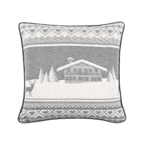 Coussin Au Style Esprit De Montagne - 40x40 Cm - Gris Clair