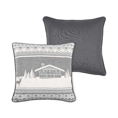 Coussin Au Style Esprit De Montagne - 40x40 Cm - Gris Clair