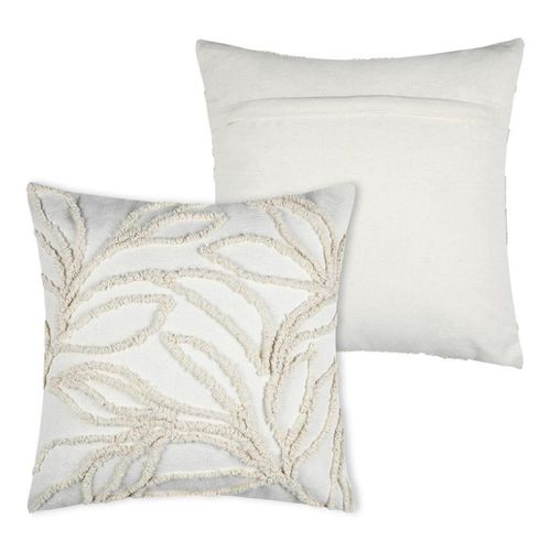 Coussin Carré - Effet Matière Brodé De Feuilles - 40x40 Cm - Naturel