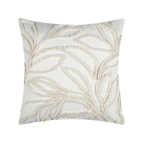 Coussin Carré - Effet Matière Brodé De Feuilles - 40x40 Cm - Naturel