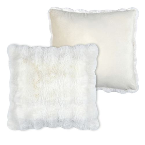 Coussin Déhoussable Imitation Fourrure - 45x45 Cm - Ecru