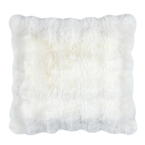 Coussin Déhoussable Imitation Fourrure - 45x45 Cm - Ecru