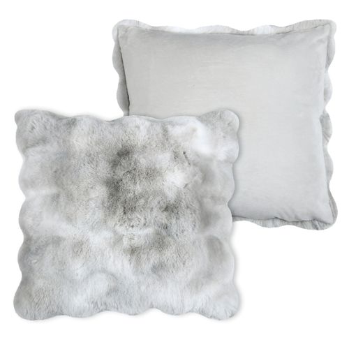 Coussin Déhoussable Imitation Fourrure - 45x45 Cm - Gris Clair