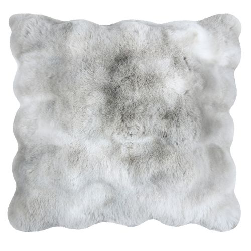 Coussin Déhoussable Imitation Fourrure - 45x45 Cm - Gris Clair