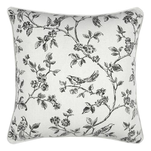 Coussin Décoratif Imprimé Floral - 40x40 Cm - Ecru