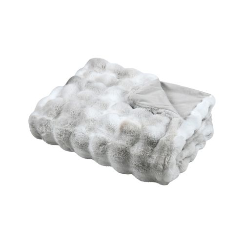 Plaid Fausse Imitation Fourrure Moelleux - 180x220 Cm - Gris Clair