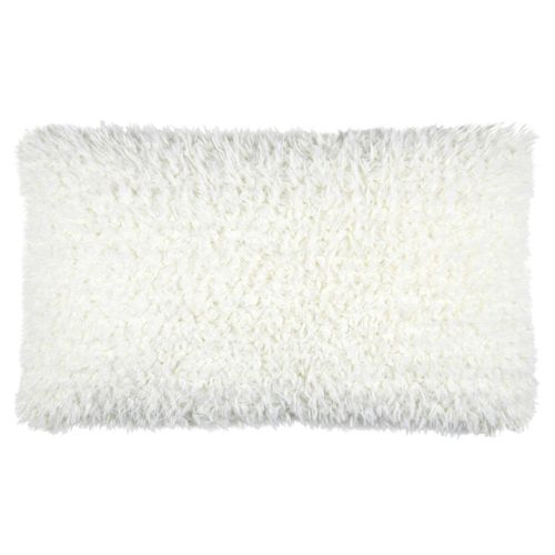 Coussin Rectangulaire Imitation Peau De Mouton - 50x80 Cm - Blanc