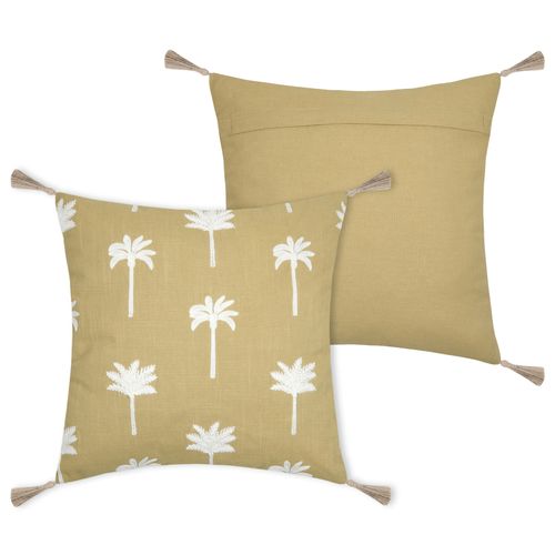 Coussin Avec Motifs Palmier - 40x40 Cm - Jaune Moutarde