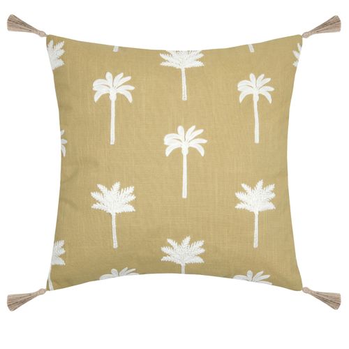 Coussin Avec Motifs Palmier - 40x40 Cm - Jaune Moutarde