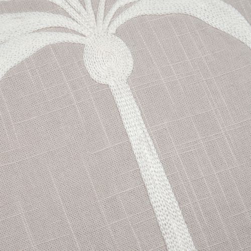 Coussin Décoratif Brodé Motif Palmier Style Tropical - 40x40 Cm - Gris