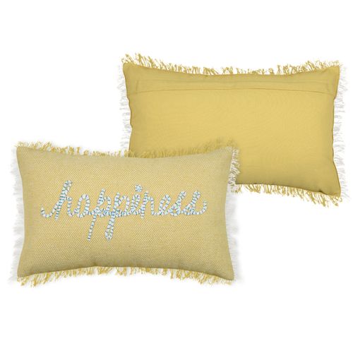 Coussin Rectangulaire Happiness - 30x50 Cm - Jaune