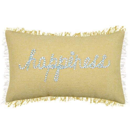 Coussin Rectangulaire Happiness - 30x50 Cm - Jaune