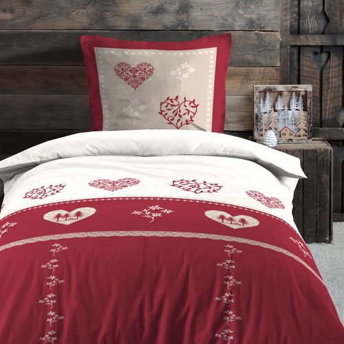 Parure De Lit Style Montagne Chaleureuse - 140x200 Cm - Rouge