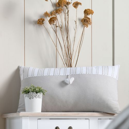 Coussin Décoratif Coeur - 35x60 Cm - Ecru