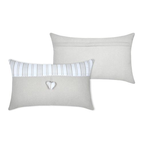 Coussin Décoratif Coeur - 35x60 Cm - Ecru