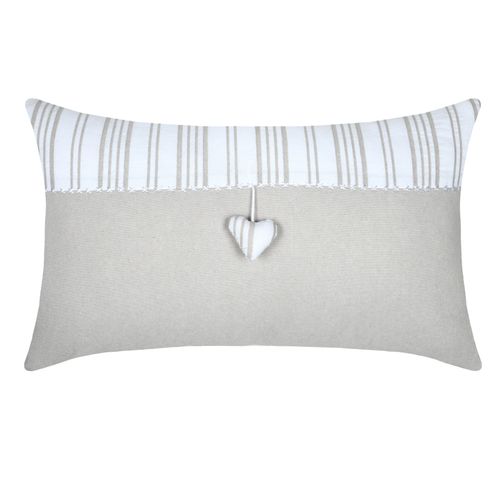 Coussin Décoratif Coeur - 35x60 Cm - Ecru