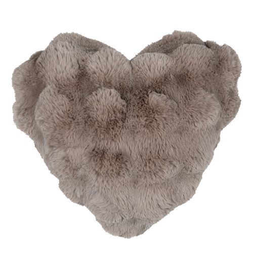 Coussin Décoratif Cœur Imitation Fourrure - 40x45 Cm - Naturel