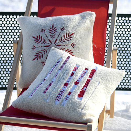 Coussin - Effet Bouclette Avec Motif Flocon - 45x45 Cm - Ecru