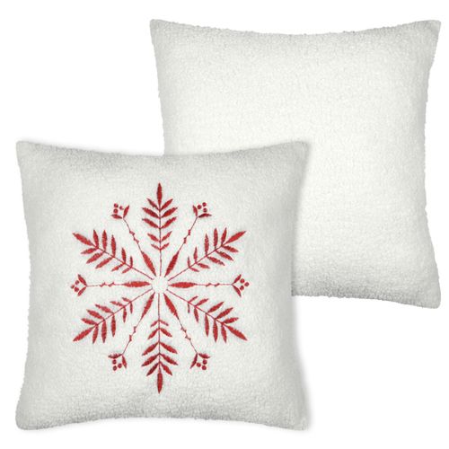 Coussin - Effet Bouclette Avec Motif Flocon - 45x45 Cm - Ecru