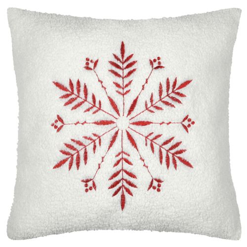 Coussin - Effet Bouclette Avec Motif Flocon - 45x45 Cm - Ecru