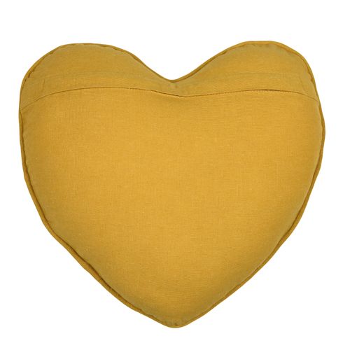 Coussin En Forme De Cœur à Motif Végétal - 40x40 Cm - Jaune Moutarde